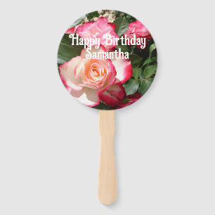 Red Rose Roses floral Photo Womens Birthday Party Hand Fan