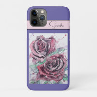 Red Rose Roses Flower Watercolor Floral Purple Art
