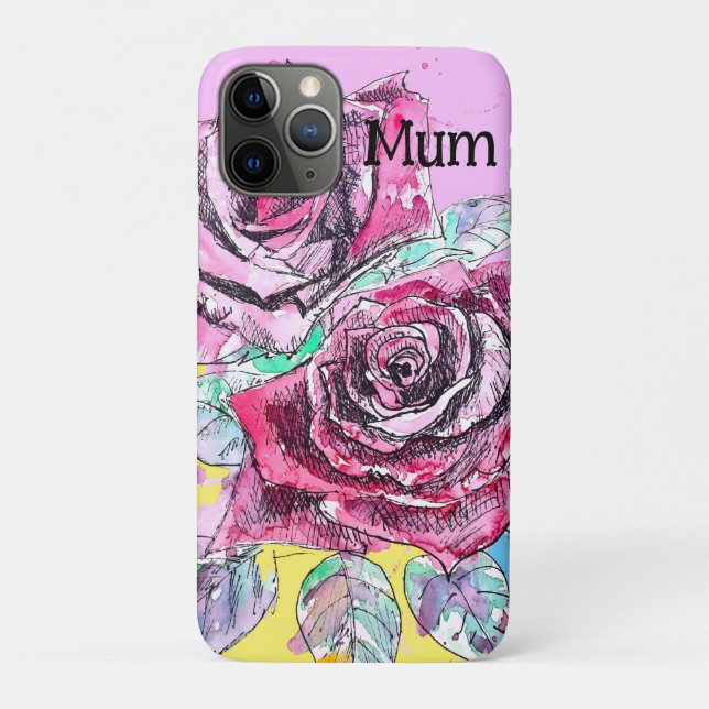 Red Rose Roses Watercolour Floral Flowers Flower Case-Mate iPhone Case (Back)