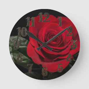Red Rose Round Clock
