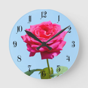 Red rose round clock
