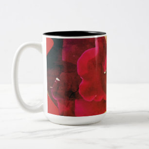 Red Rose Round Cushion Two-Tone Coffee Mug