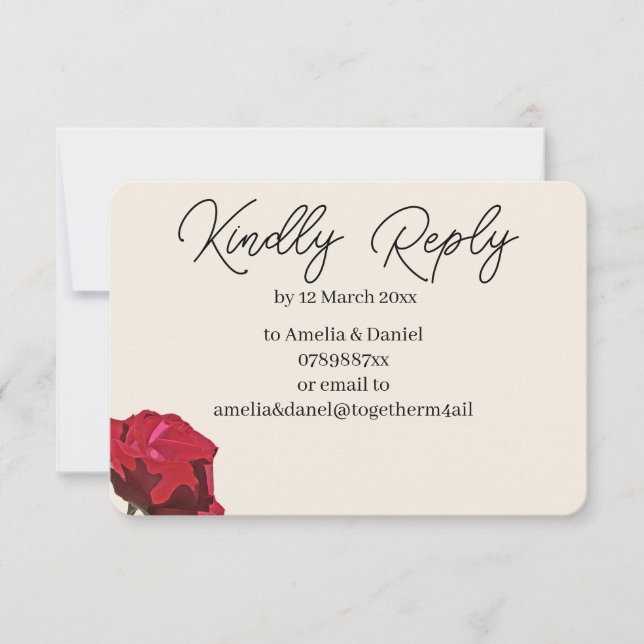 Red Rose RSVP Card (Front)