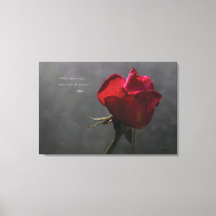 Red Rose, Rumi quote, 36" x 24" - LARGE Canvas Print