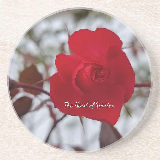 Red Rose Sandstone Coaster (Front)