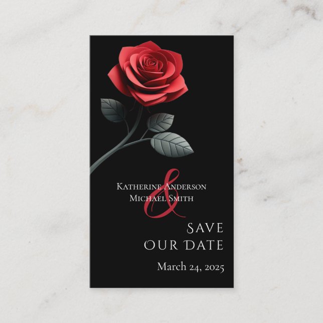 Red Rose-Save the Date- Business Card (Front)