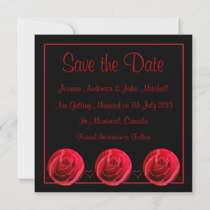 Red Rose Save the Date Invitation
