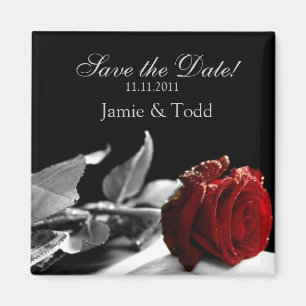 Red Rose Save the Date Magnet