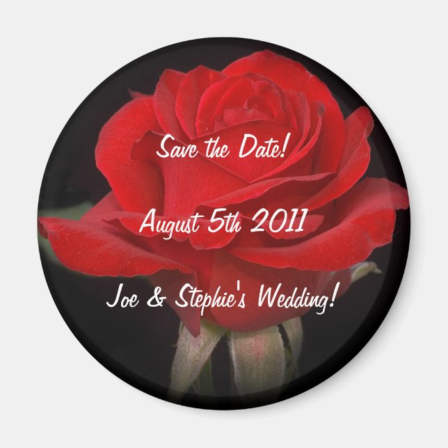 Red Rose Save the Date Magnet (Front)