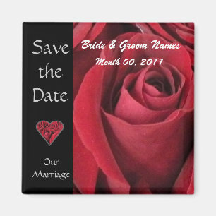 Red Rose Save The Date Magnet