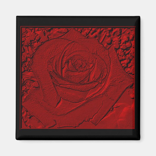 Red Rose "Sculpture" Magnet (Front)