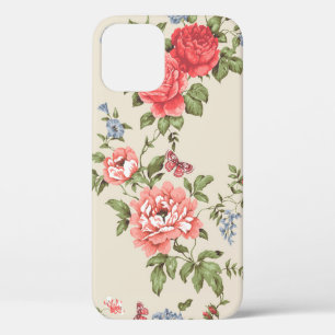 RED ROSE SEAMLESS PATTERN WITH BLUE BELLSpattern,f iPhone 12 Case