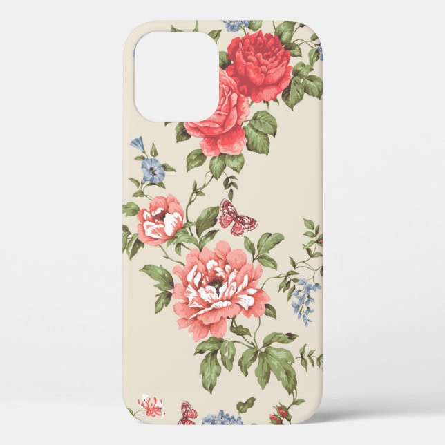 RED ROSE SEAMLESS PATTERN WITH BLUE BELLSpattern,f Case-Mate iPhone Case (Back)