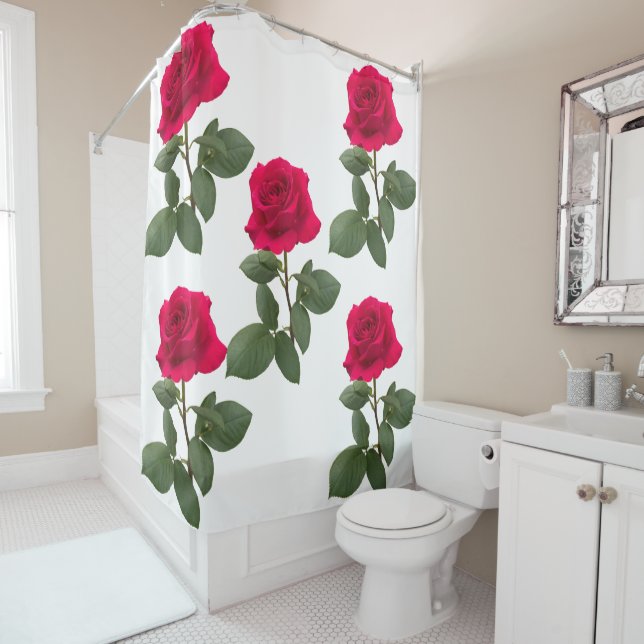 Red rose shower curtain (In Situ)