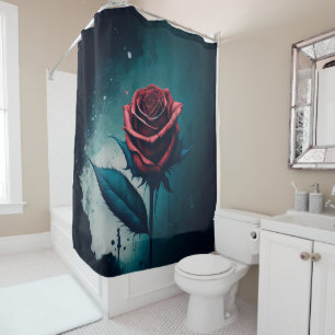 red rose shower curtain