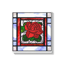 Red Rose Stained Glass Art Deco