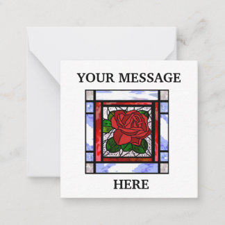 Red Rose Stained Glass Art Deco Personalized Card