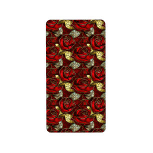 Red Rose Stained Glass Pattern Label
