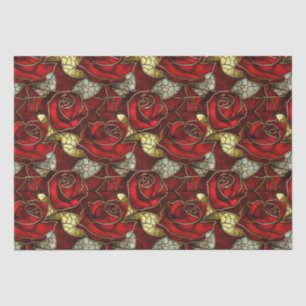 Red Rose Stained Glass Pattern Tissue Paper