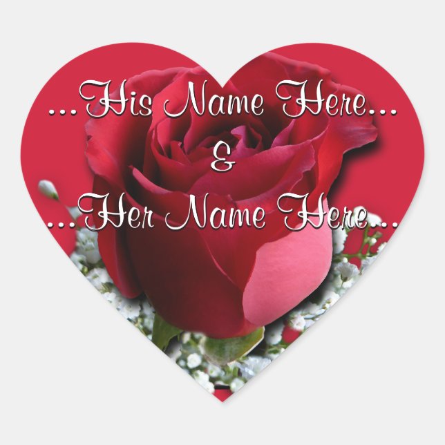 Red Rose Stickers Romantic Rose Wedding Stickers (Front)