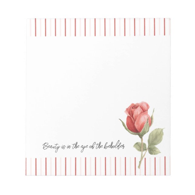Red Rose Stripes Notepad (Front)