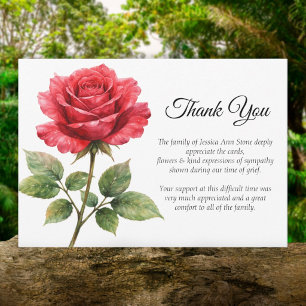 Red Rose Sympathy Floral Funeral Thank you Invitation
