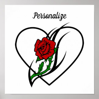 Red Rose Tattoo Poster