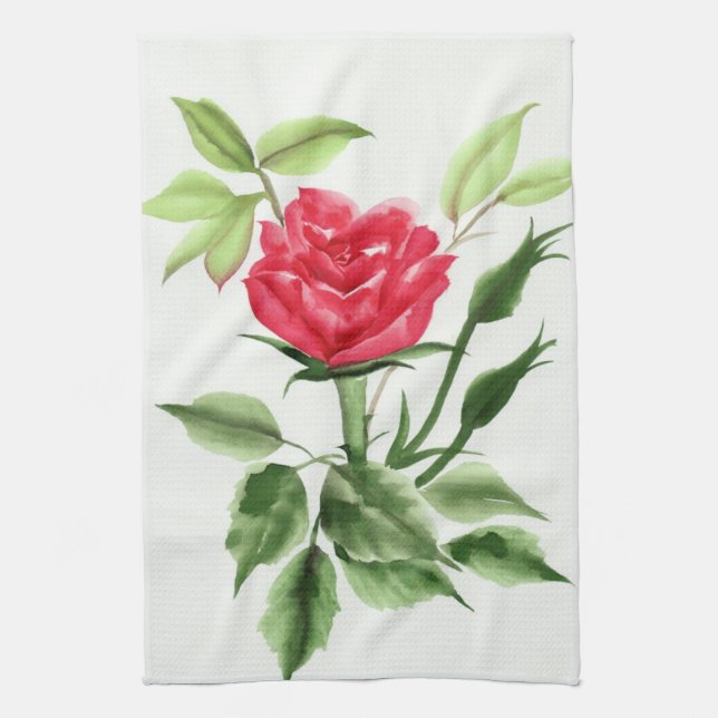 Red Rose Tea Towel (Vertical)