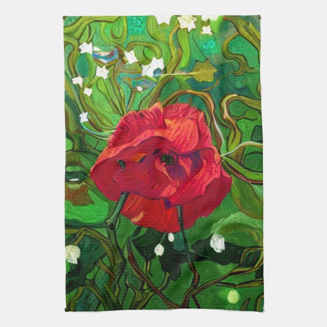 RED ROSE  TEA TOWEL (Vertical)