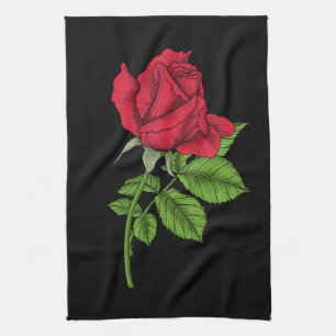 Red rose tea towel