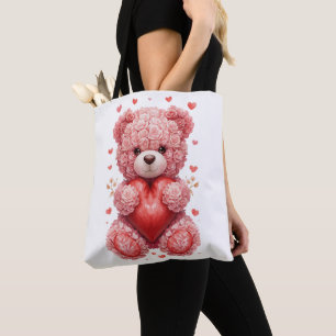 “Red Rose Teddy Bear – Cute Valentine Gift for Her Tote Bag
