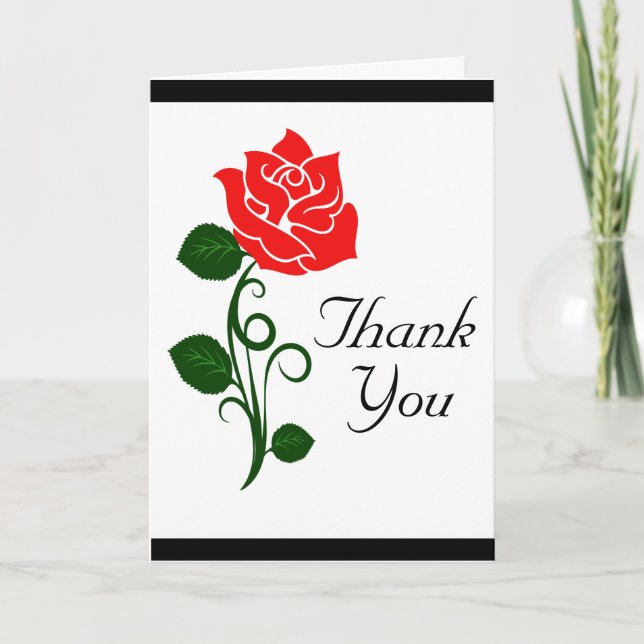 Red Rose Thank You Card (Front)