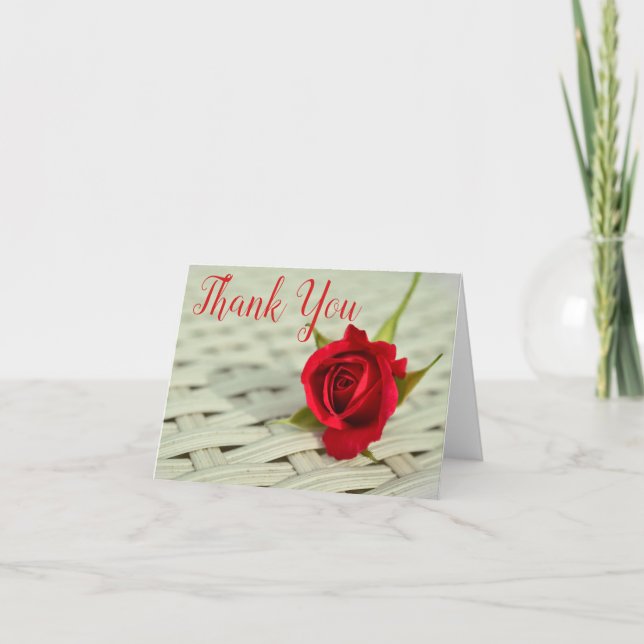 Red Rose Thank You Card Blank Inside (Front)