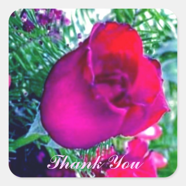 Red Rose - Thank You Sticker (Front)