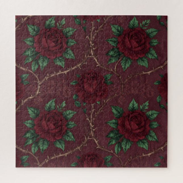 Red Rose Thorn Wreath Pattern Jigsaw Puzzle (Vertical)