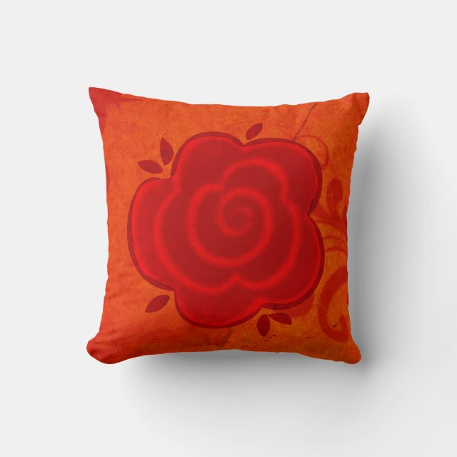 Red Rose Throw Pillow (Front)