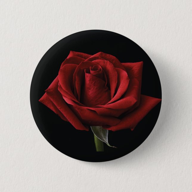 Red rose throw pillow 6 cm round badge (Front)