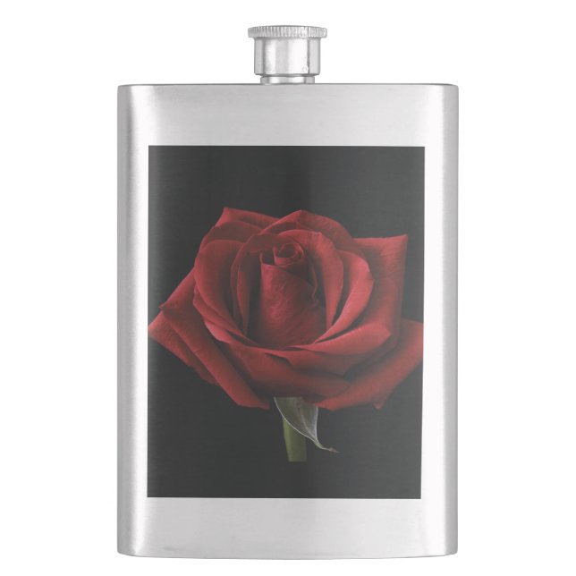 Red rose throw pillow hip flask (Front)