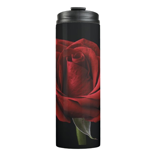 Red rose throw pillow thermal tumbler (Front)