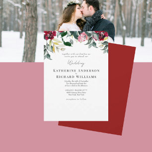 Red Rose Together With Winter Wedding  Invitation