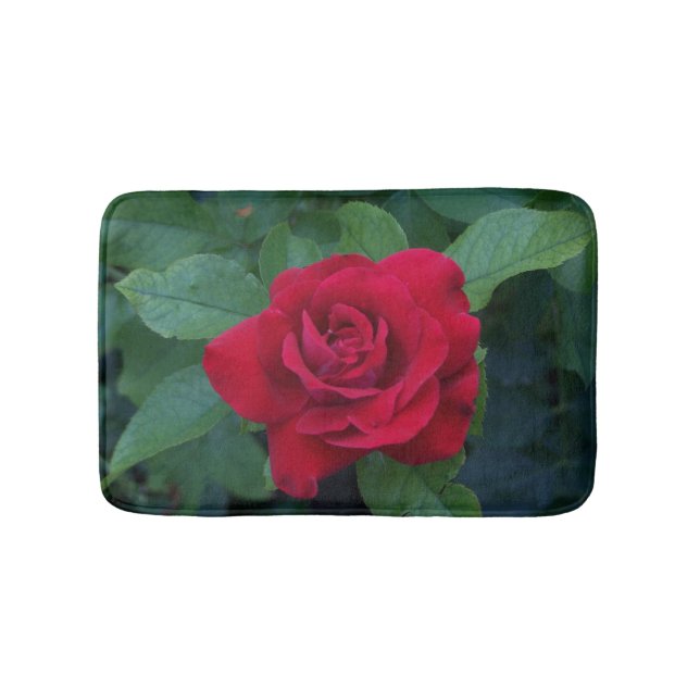 Red Rose Up Close Bath Mat (Front)