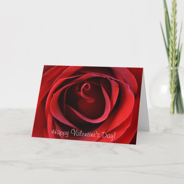 Red Rose Up Close, Happy Valentine's Day! Holiday Card (Front)