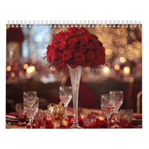 Red Rose Valentine Romantic Wall Desk   Calendar