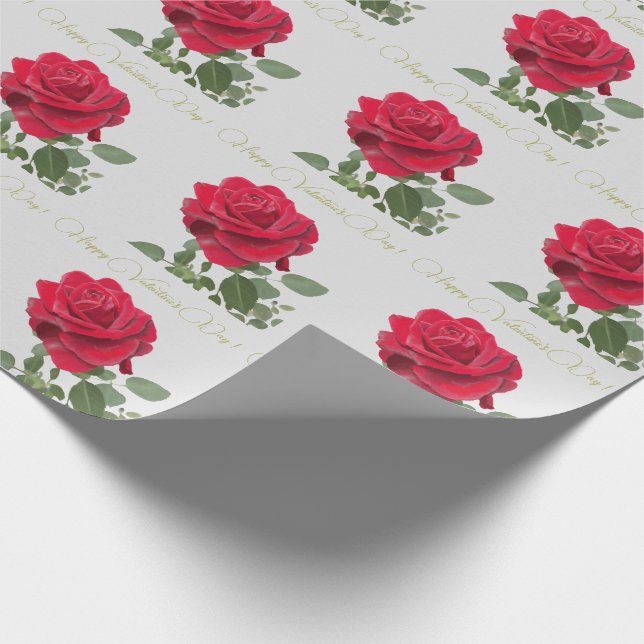 Red Rose - Valentine's Day Red Wrapping Paper (Corner)