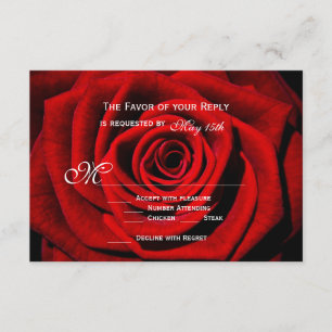 Red Rose Valentine's Day Wedding RSVP Cards