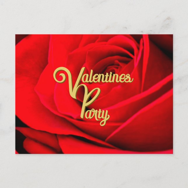 Red Rose Valentines Party Postcard (Front)