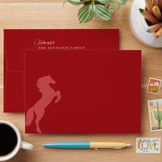 Red Rose Vaquera Country Western Charro Envelope (Desk)