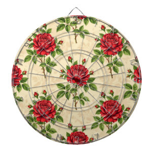 Red rose vintage pattern dartboard