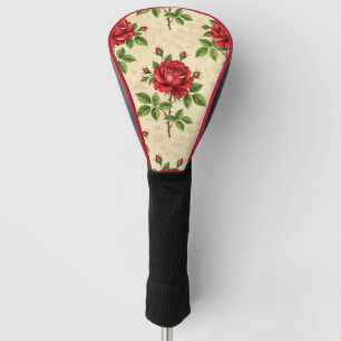 Red rose vintage pattern golf head cover