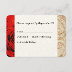 Red Rose Vintage Wedding RSVP Card